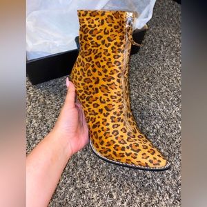 Leopard studded booties